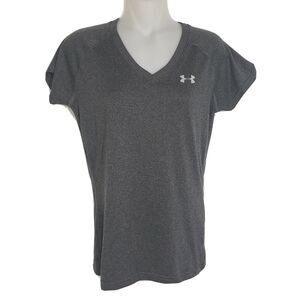Under Armour Womens T-Shirt Size XS Heat Gear Semi-Fitted Short Sleeve Gray V